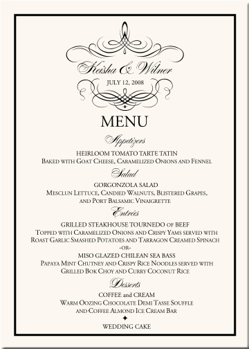 Wedding Menu Cards-Vintage Monogram Menu Cards-Special Event Menu Cards-Wedding Reception Menu Cards-Menus-Monogram Menu Cards-Custom Menu Design menu cards